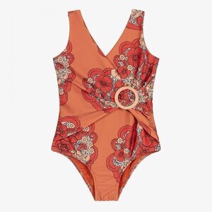 MINI RODINI RED FLORAL SWIMSUIT (UPF50+)